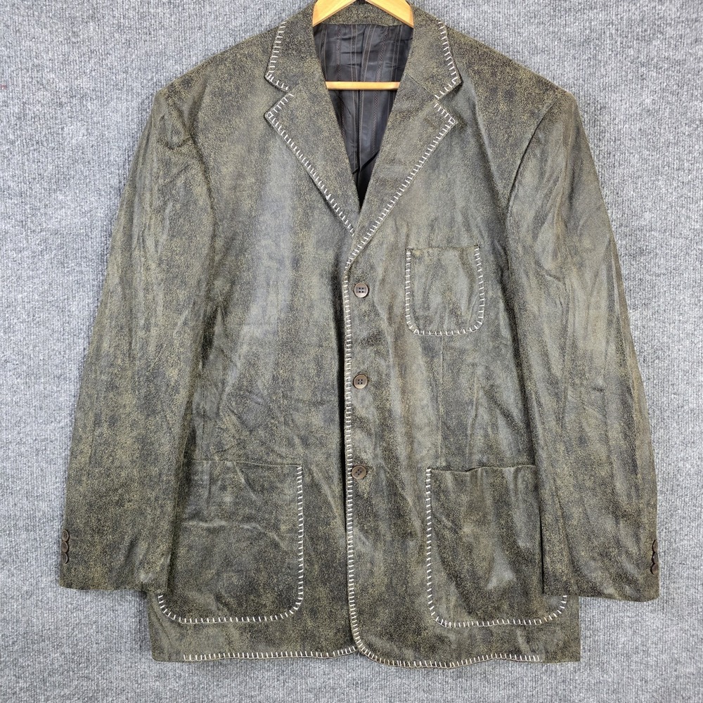 Venzetti Blazer Mens XXL Distressed Faux Leather Rockabilly Western Whipstitch